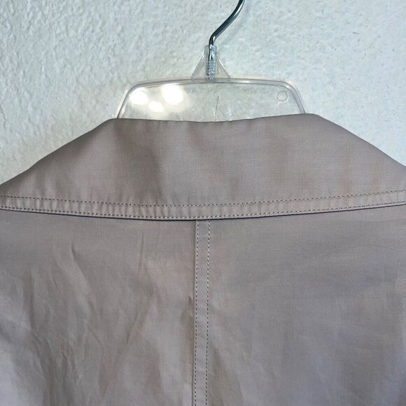 St. John Women's Beige Utility Style Button Down Shirt Dress Sz 4 Cotton / Cupro - Picture 8 of 15